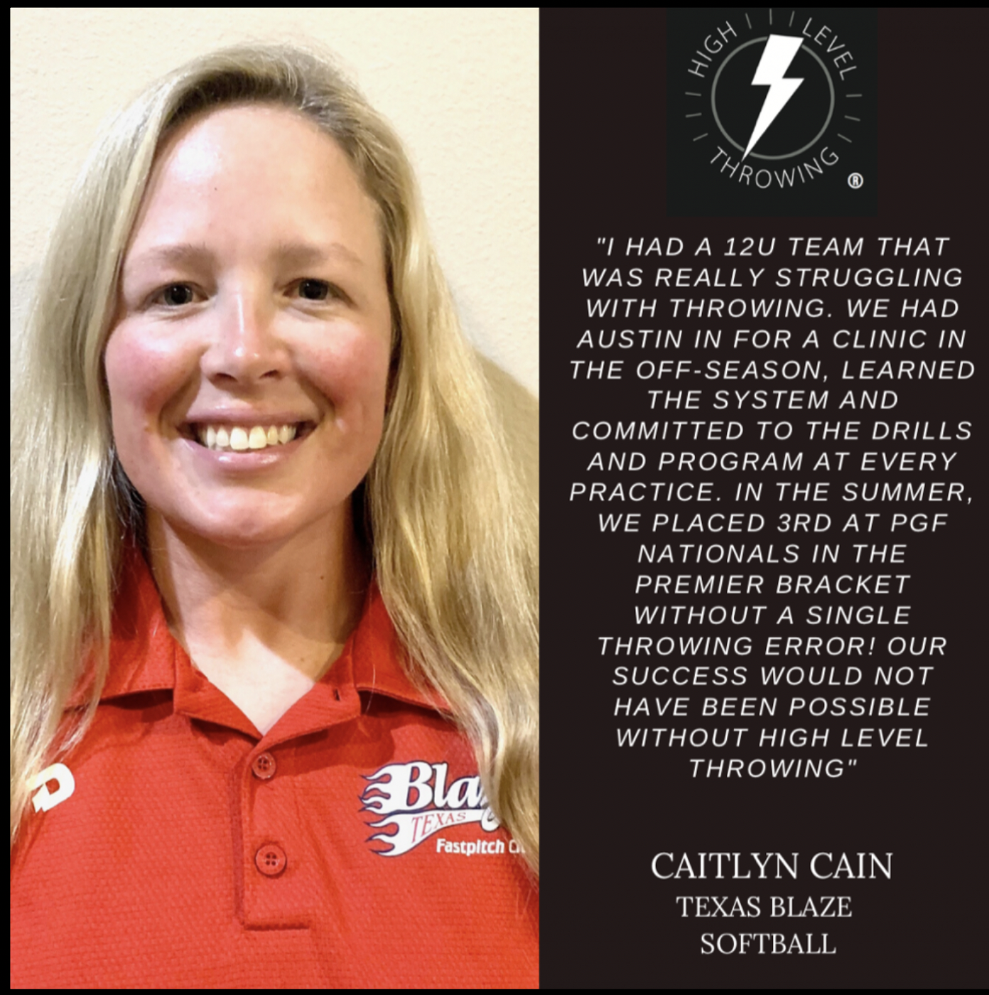 Caitlyn Cain, Texas Blaze Softball, on High Level Throwing