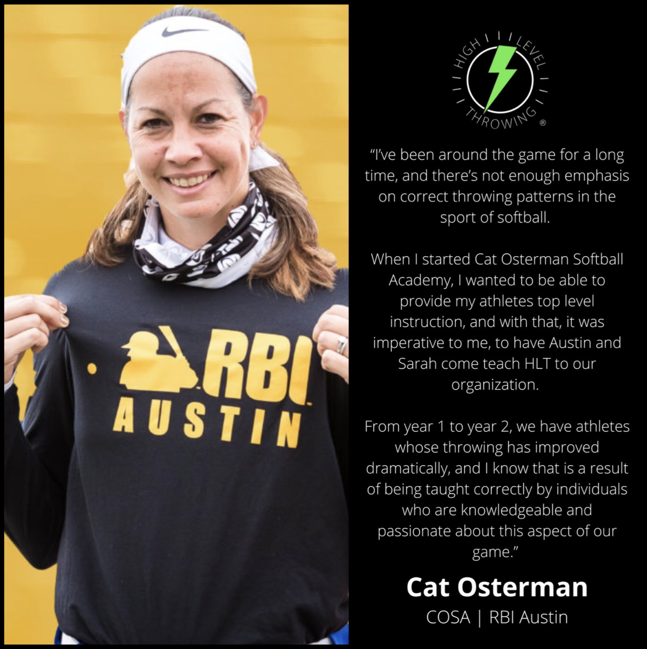 Cat Osterman, COSA / RBI Austin, on High Level Throwing